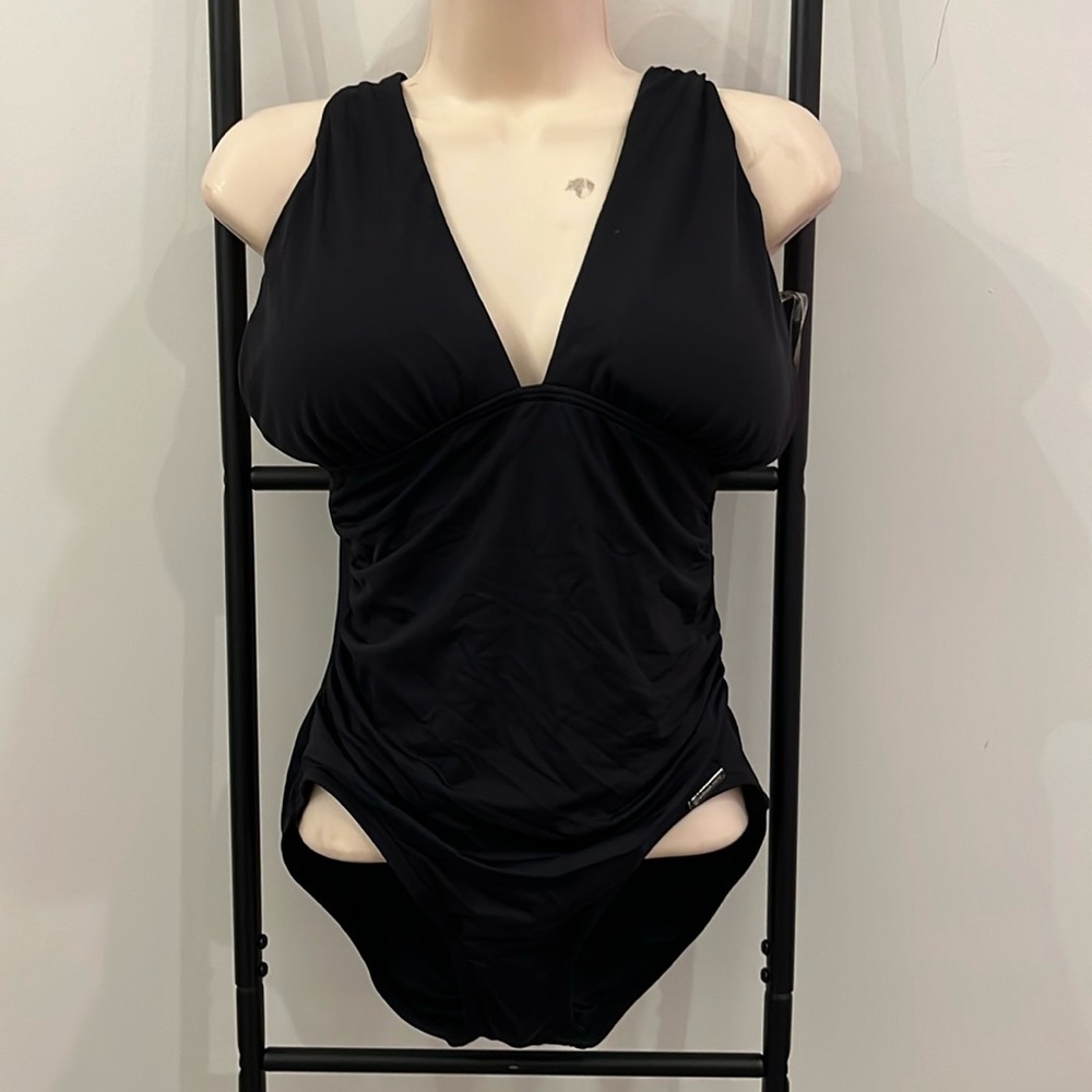Michael Kors NWT Black One Piece Swimsuit Womens Size 10 Designer Swimwear